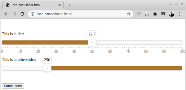 nouislider hidden input form fields