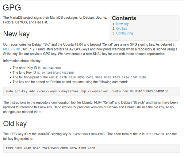 MariaDB GPG Key
