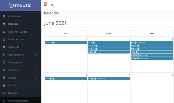 Mautic calendar