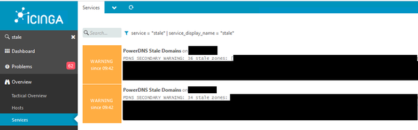 Monitoring of stale domains on PowerDNS Secondary server, integrated into Icinga 2
