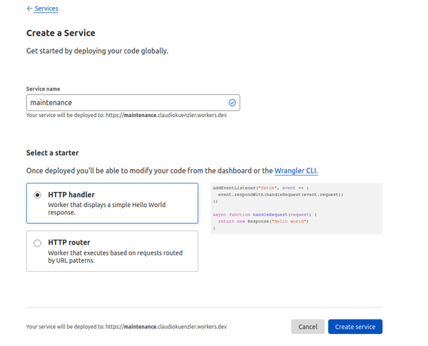 Create a worker service in Cloudflare