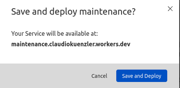 Save and deploy maintenance worker service in Cloudflare