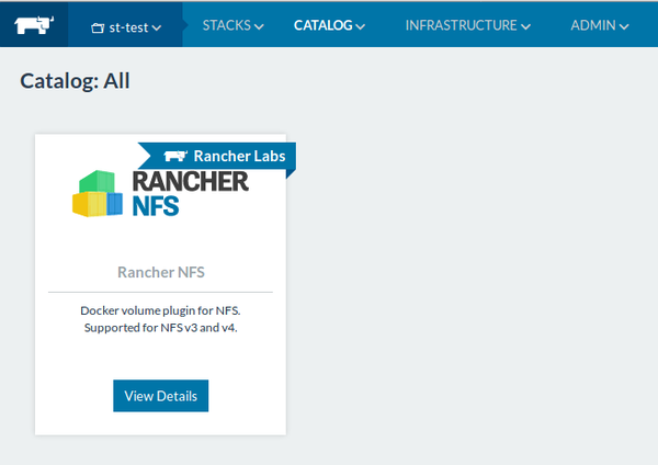 Rancher 1.6 NFS Plugin from Catalog