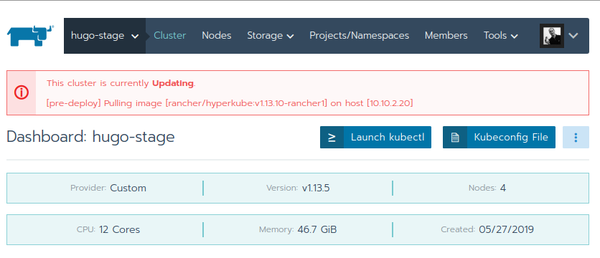 Rancher 2 cluster upgrading