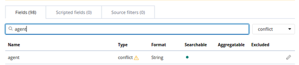 Elasticsearch field conflict: agent