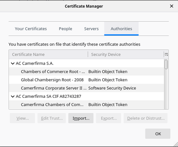 Root CA certificates in Firefox
