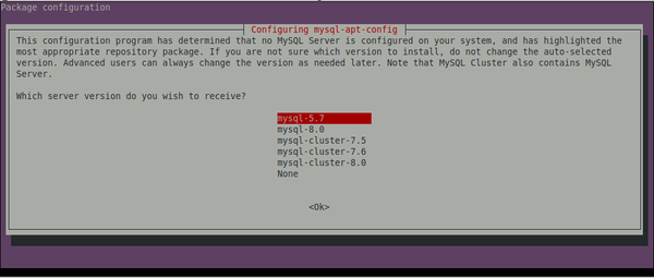 MySQL APT version selection