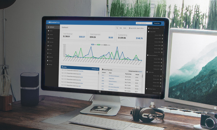 Invoice Ninja application shown in browser